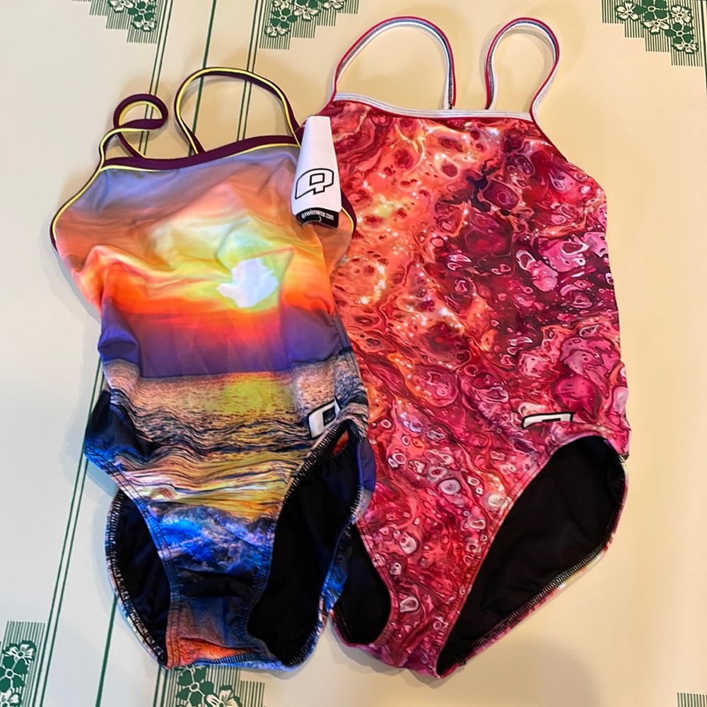 Two Colorful Q Swimwear One Piece Swimsuits Size 28